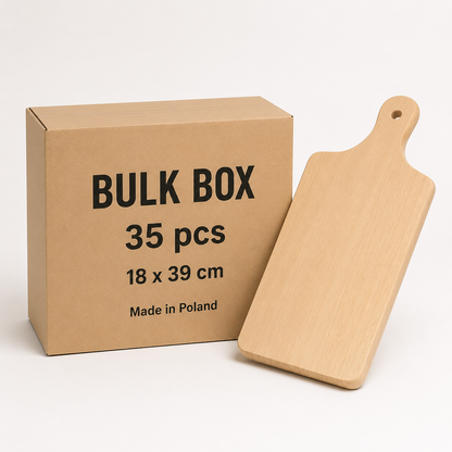 Prostokątne deski bukowe 18×39 cm – Bulk Box 35 szt. do graweru i personalizacji – Chłopcy z Rancza 