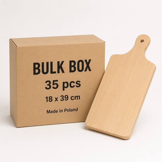 Prostokątne deski bukowe 18×39 cm – Bulk Box 35 szt. do graweru i personalizacji – Chłopcy z Rancza 