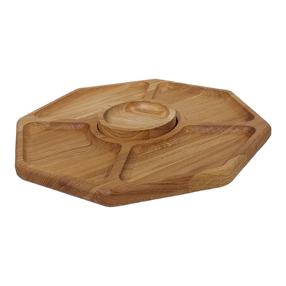 Eichenbrett mit Waben-Saucenschale | Servierbrett aus Holz | Imbissstand | Käseplatte | Dip-Set