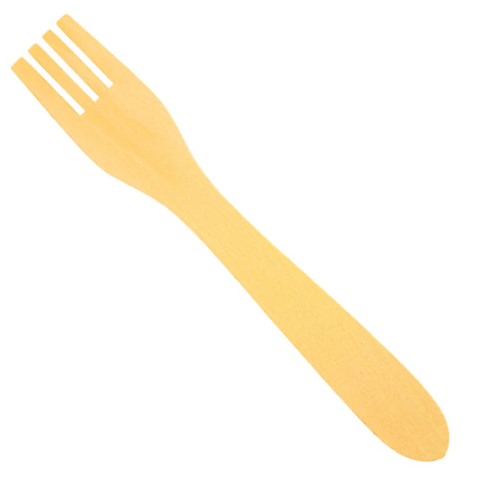 Widelec drewniany 4 Zębny Mały 18 cm | Widelec ekologiczny jednorazowy | Widelec biodegradowalny drewniany | Widelec drewniany 18 cm