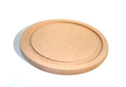 Deska do krojenia drewniana okrągła 22 cm z rowkiem | Okrągła deska kuchenna z drewna | Deska drewniana z rowkiem | Drewniana podstawka 22 cm