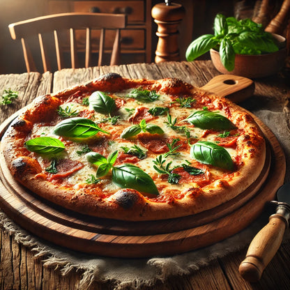 Deska drewniana bukowa okrągła z uchwytem - gruba do pizzy | Taca drewniana | Deska serwująca | Podkładka bukowa | Okrągła deska kuchenna