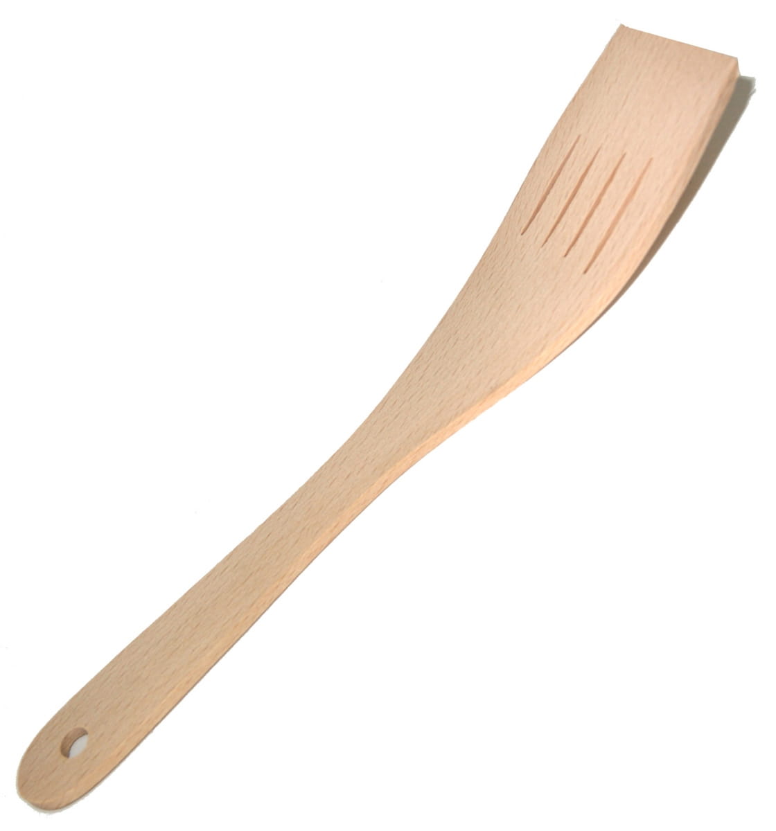 Łopatka drewniana ażurowa podgięta wąska 29 cm | Szpatułka drewniana do smażenia | Łopatka drewniana kuchenna | Akcesorium kuchenne drewniane