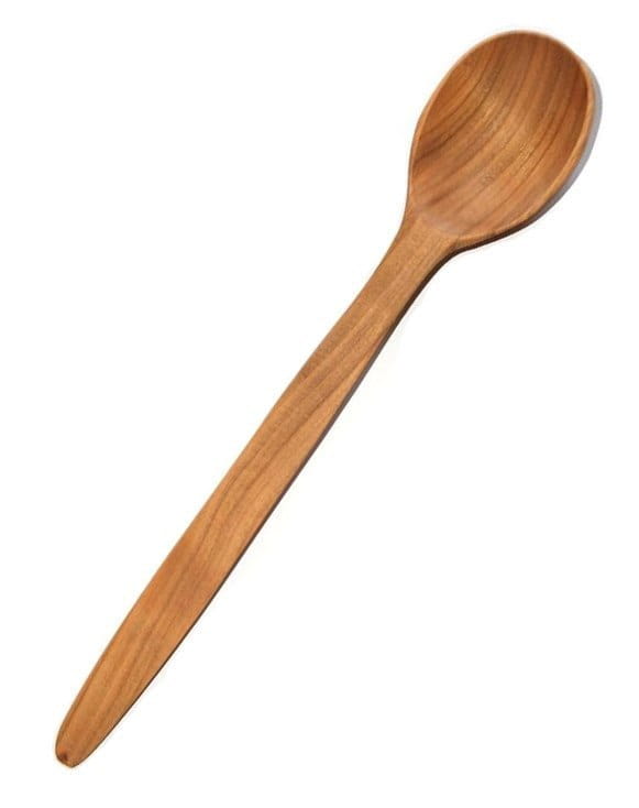 Łyżka z drewna czereśniowego Duża 27 cm | Ekologiczna drewniana łyżka | Naturalna łyżka kuchenna | Trwała łyżka do gotowania i serwowania