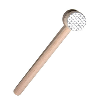 Maillet en bois pour la viande avec 1 embout en métal 29cm | Marteau de cuisine pour attendrir la viande | Maillet en bois avec embout en métal