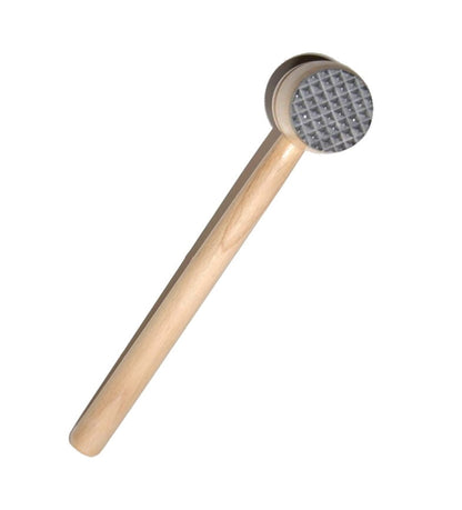 Młotek do mięsa drewniany 29 cm z 2 metalowymi nakładkami | Tłuczek kuchenny drewniany | Młotek z metalem do kotletów | Ubijak drewniany