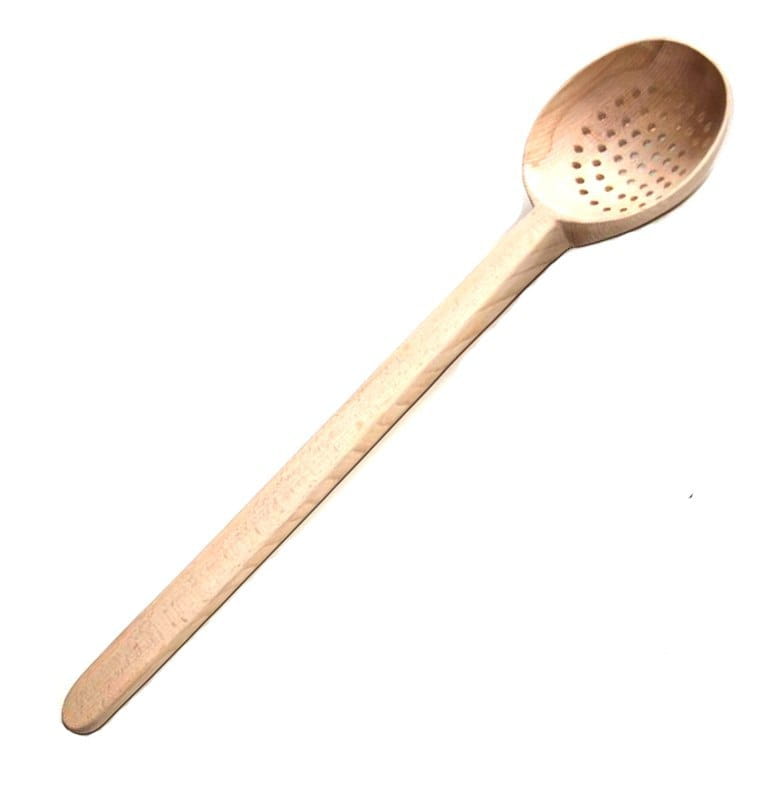 Warzecha, cedzak drewniany 70 cm | Łyżka drewniana z otworami | Chochla drewniana długa | Do kuchni polowej i kotła | Akcesoria kuchenne