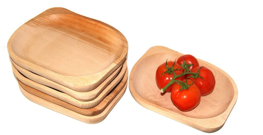 Talerz Drewniany Zestaw 6 Szt 30 cm - Niecka Patera | Komplet Drewnianych Talerzy | Duży Talerz Serwisowy | Półmisek Dekoracyjny | Eco Design