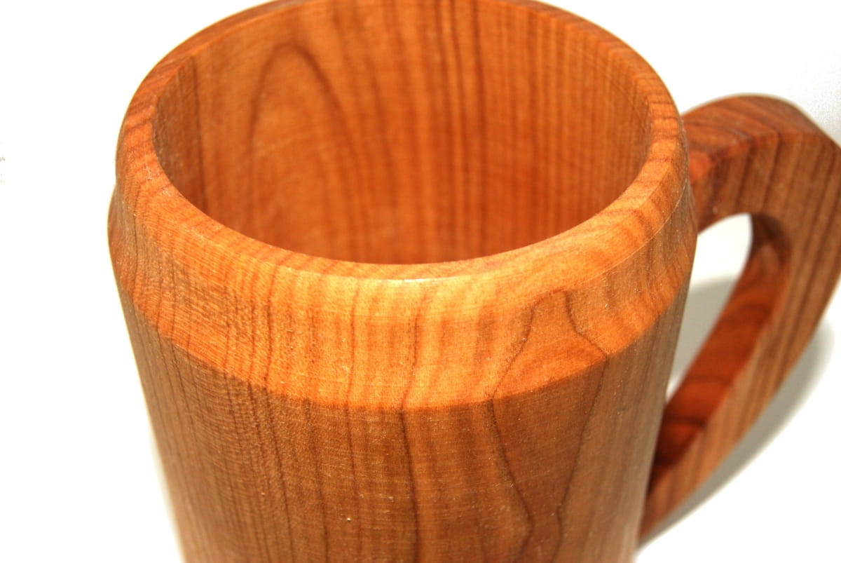 Kubek drewniany Czereśniowy Z Uchem | Kubek z drewna czereśniowego | Kubeczek drewniany eko | Drewniana filiżanka z uchwytem | Handmade eco