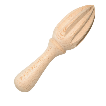 Ekologiczny ręczny wyciskacz do cytrusów z drewna bukowego – naturalny, gładko szlifowany przyrząd kuchenny o klasycznym kształcie, idealny do wyciskania soku z cytryn i pomarańczy.