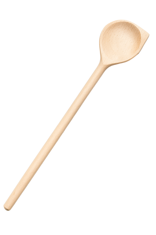 Drewniana łyżka kuchenna z rogiem 30 cm – naturalne akcesorium do Twojej kuchni, idealna do mieszania i serwowania potraw.