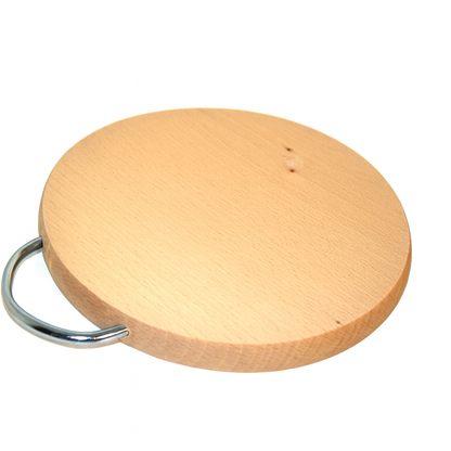 Ronde snijplank met handvat 22 cm | houten serveerplank | keukenplank | ronde snij- en serveerschaal