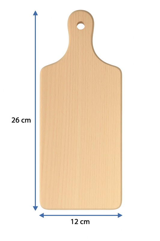 Klassieke houten keukensnijplank met afmetingen 12x26 cm, gemaakt van natuurlijk beukenhout, ideaal voor het snijden en serveren van gerechten – Jongens van de Ranch / Ranch Boys