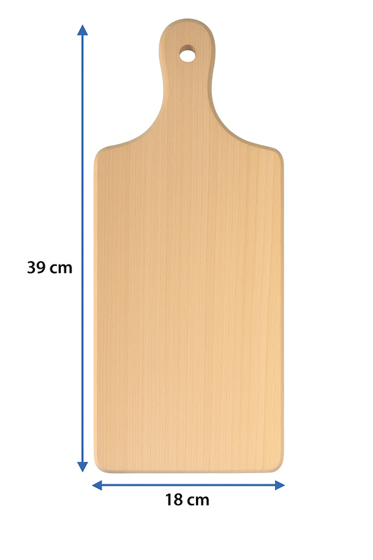 Klassieke houten keukensnijplank van 18x39 cm, gemaakt van natuurlijk beukenhout, ideaal voor het snijden en serveren van gerechten – Chłopcy z Rancza / Ranch Boys.