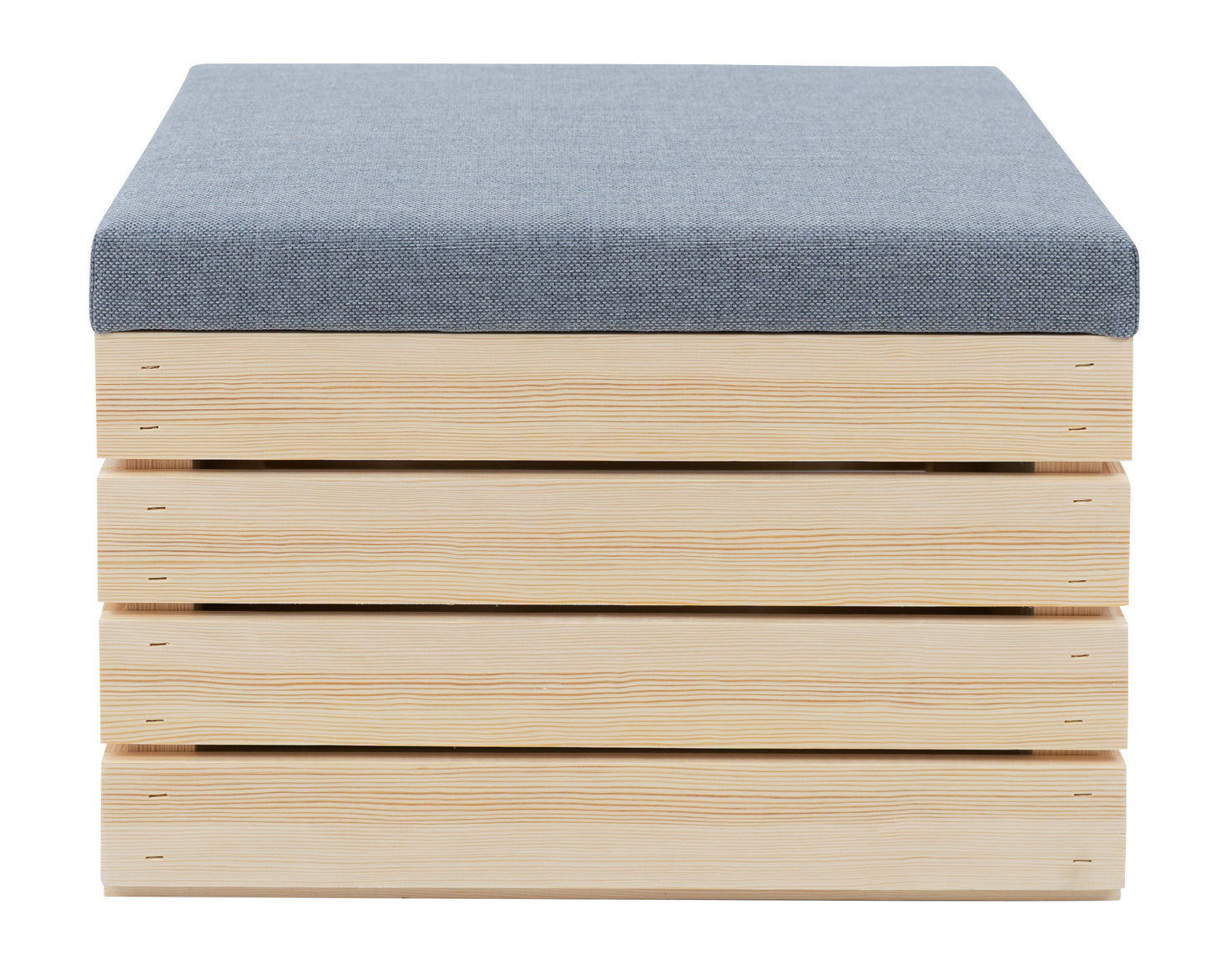 Drewniana skrzynia z tapicerowanym siedziskiem jasnoszarym – naturalna sosna 50 cm