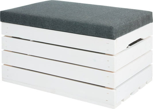 Pufa skrzynia biała sosna 60x40x35 cm – widok ogólny