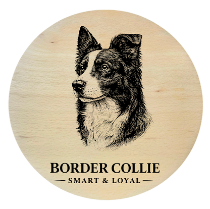deska drewniana z psem Border Collie grawer
