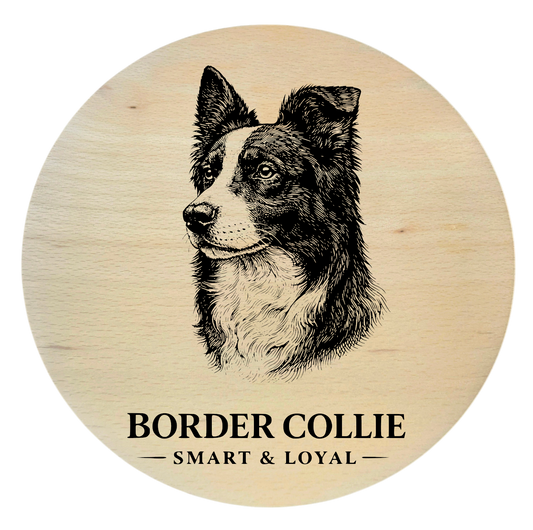 deska drewniana z psem Border Collie grawer