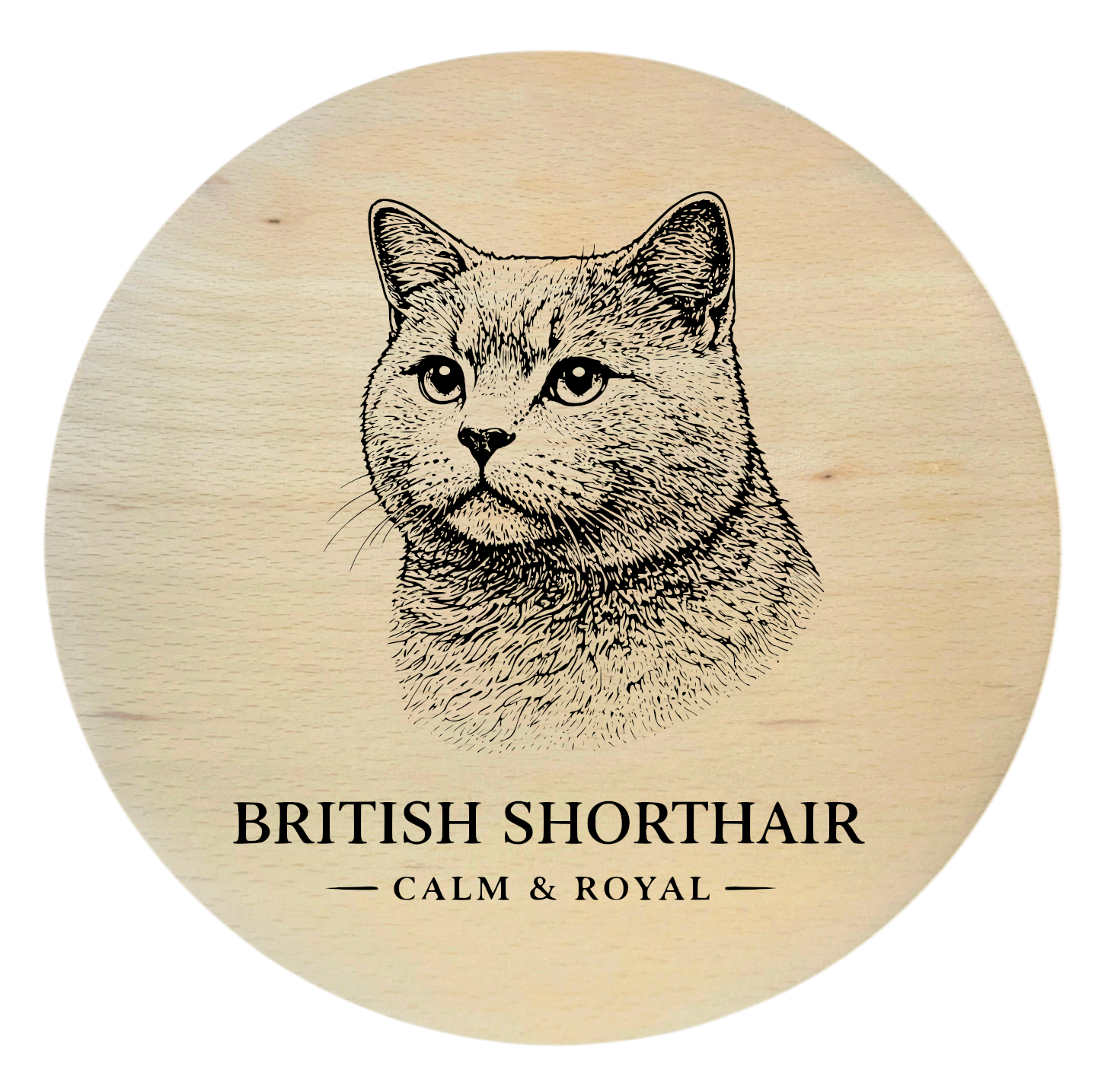 deska drewniana z kotem British Shorthair grawer