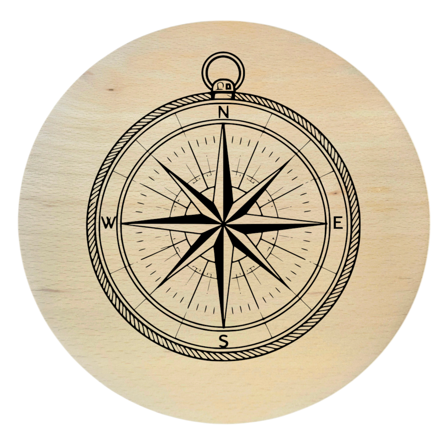drewniana deska bukowa z grawerem kompasu okrągła deska drewniana 20 cm