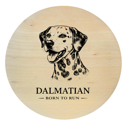 Planche en hêtre avec gravure de chien – Dalmatien | planche en bois ronde 25 cm