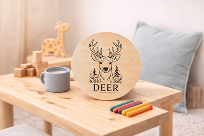 Planche en hêtre avec gravure de cerf – planche rustique en bois 20 cm