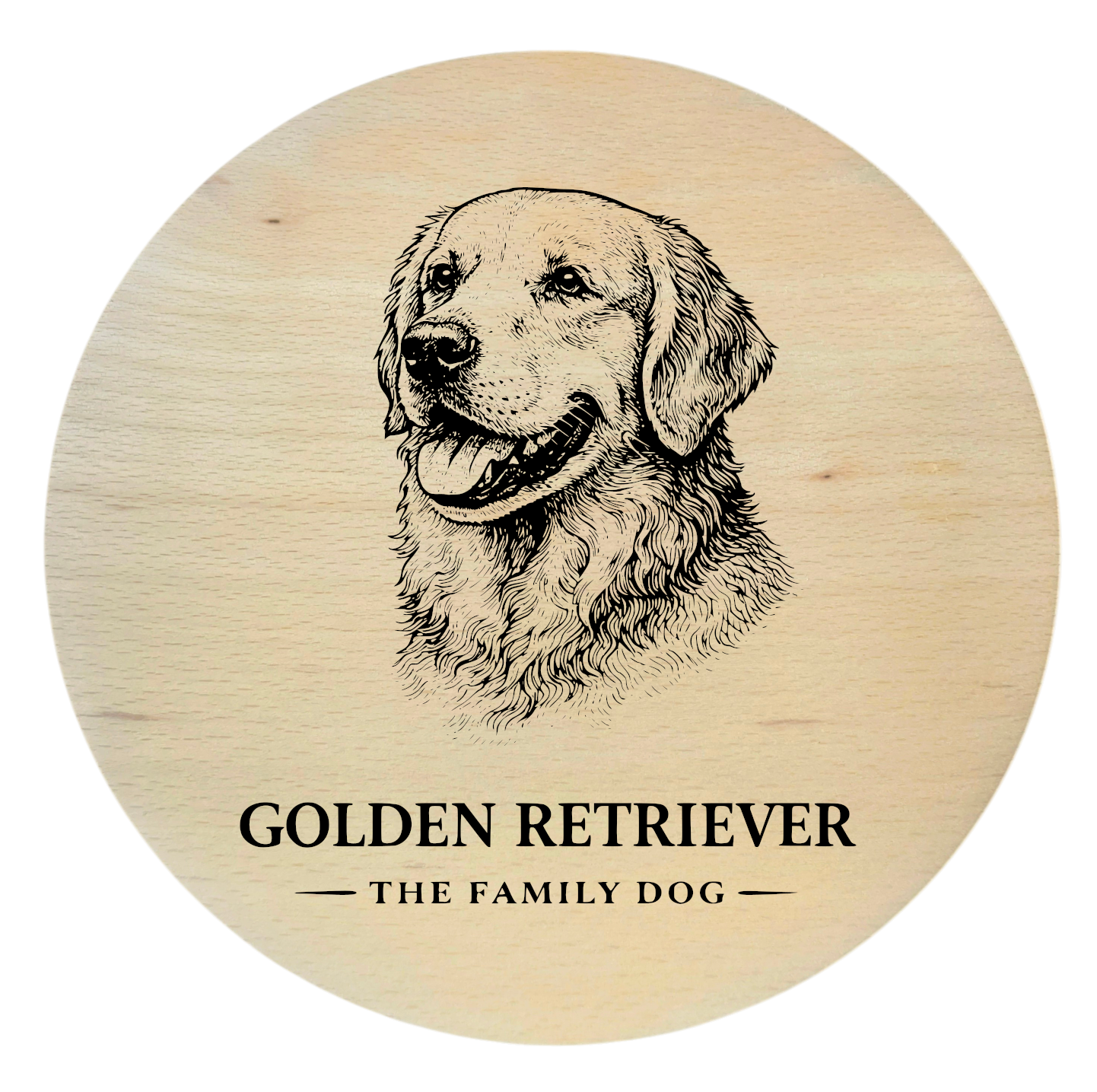 deska drewniana z psem golden retriever grawer