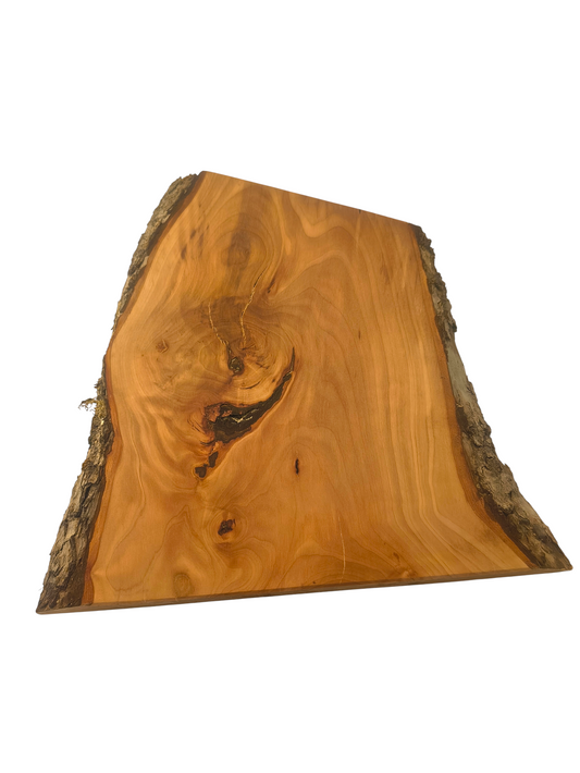 Deska z jabłoni | Deska z drewna jabłoniowego – unikatowa, olejowana, okorowana, naturalna, idealna do kuchni i serwowania