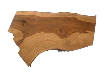 Plank van appelhout – uniek, geolied, met natuurlijke schorsrand