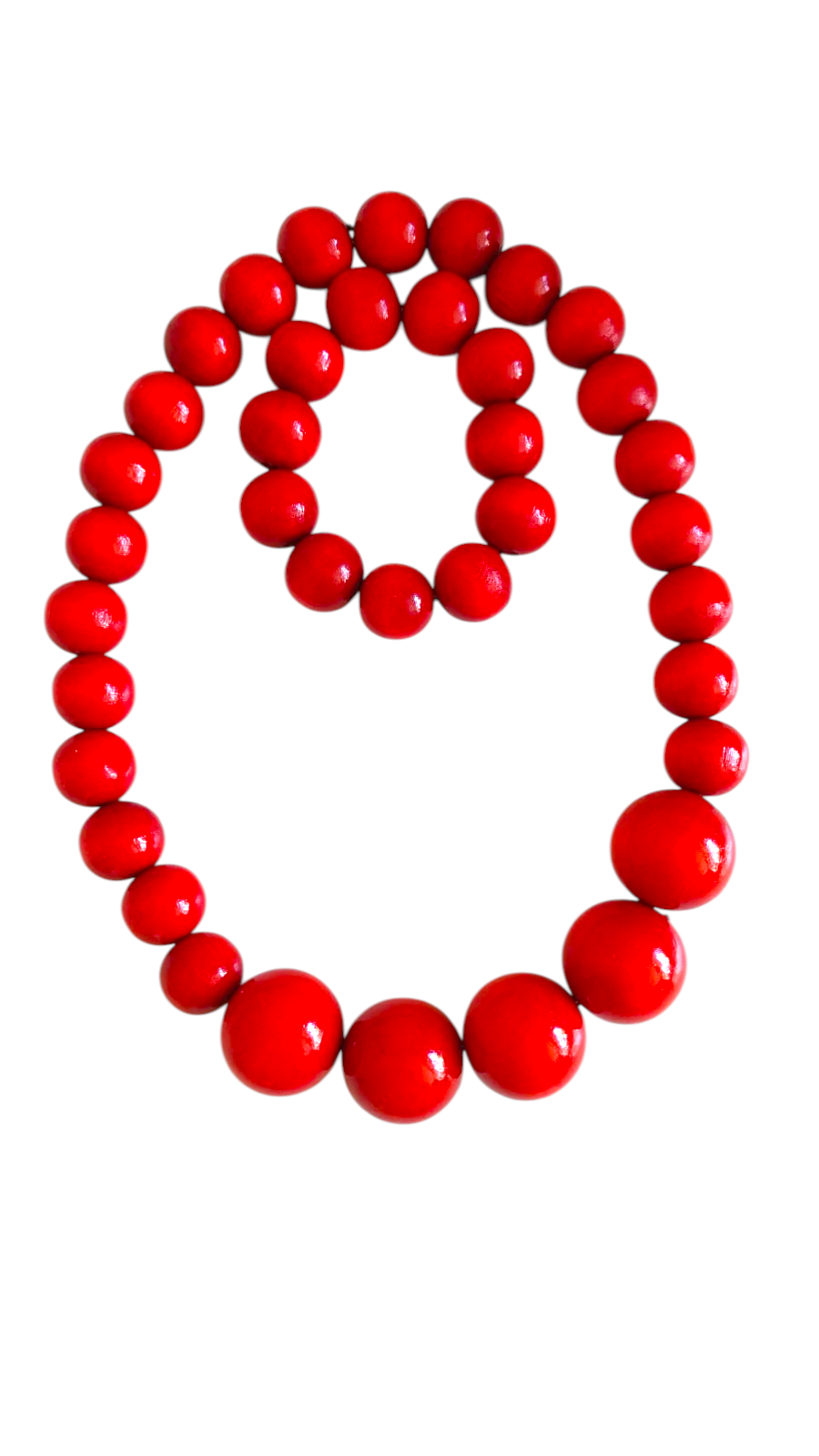 czerwone drewniane korale i bransoletka z drewna bukowego
