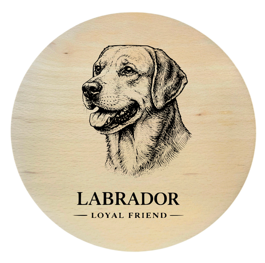 deska drewniana z psem labrador grawer
