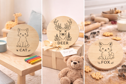 Planche en hêtre avec gravure de chat – planche en bois pour enfants 20 cm