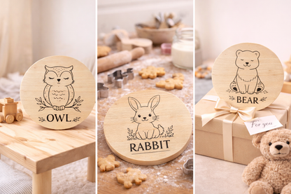 Planche en hêtre avec gravure de hibou – planche en bois pour enfants 20 cm