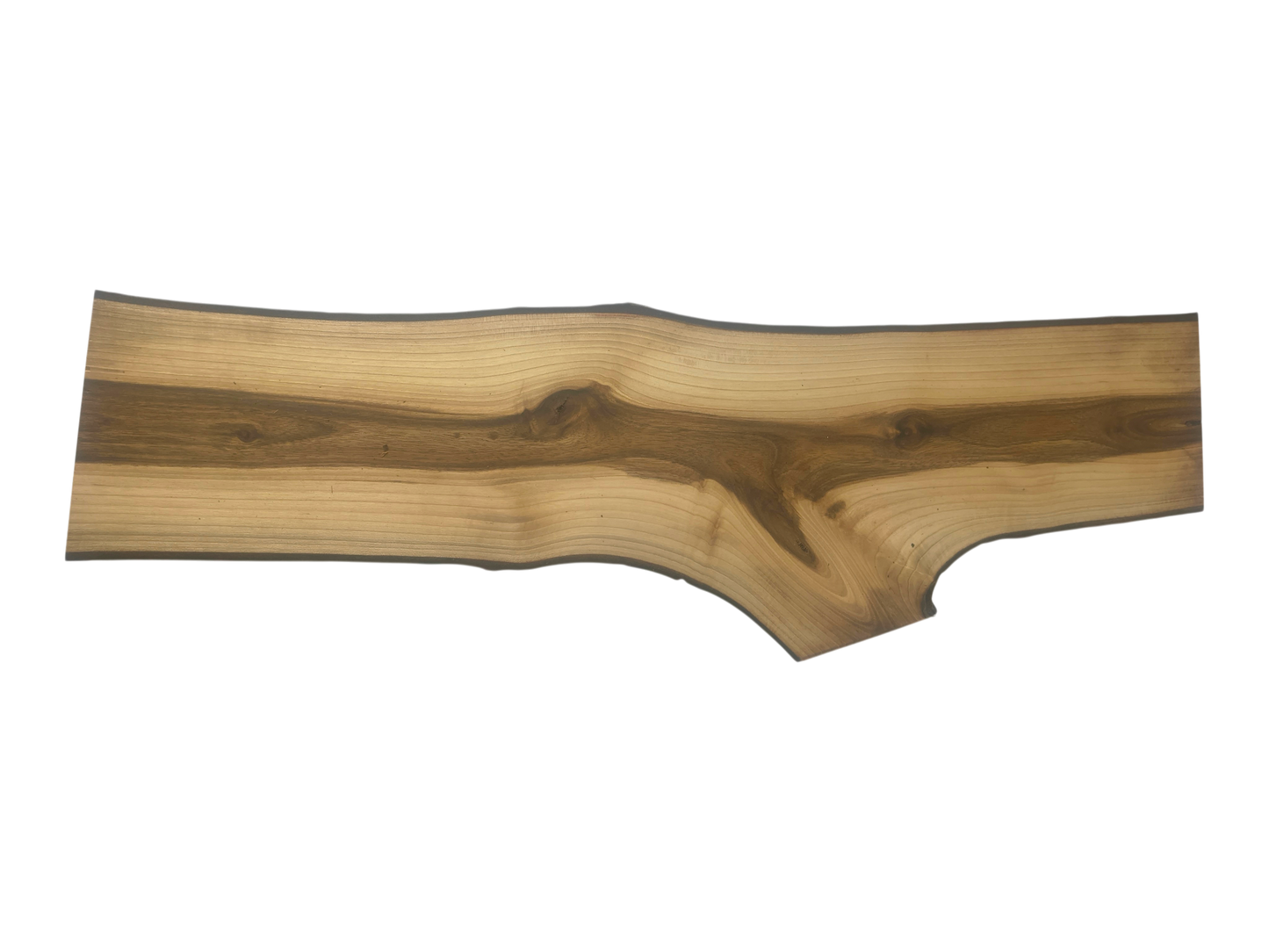Plank van walnotenhout – uniek, geolied, met natuurlijke schorsrand