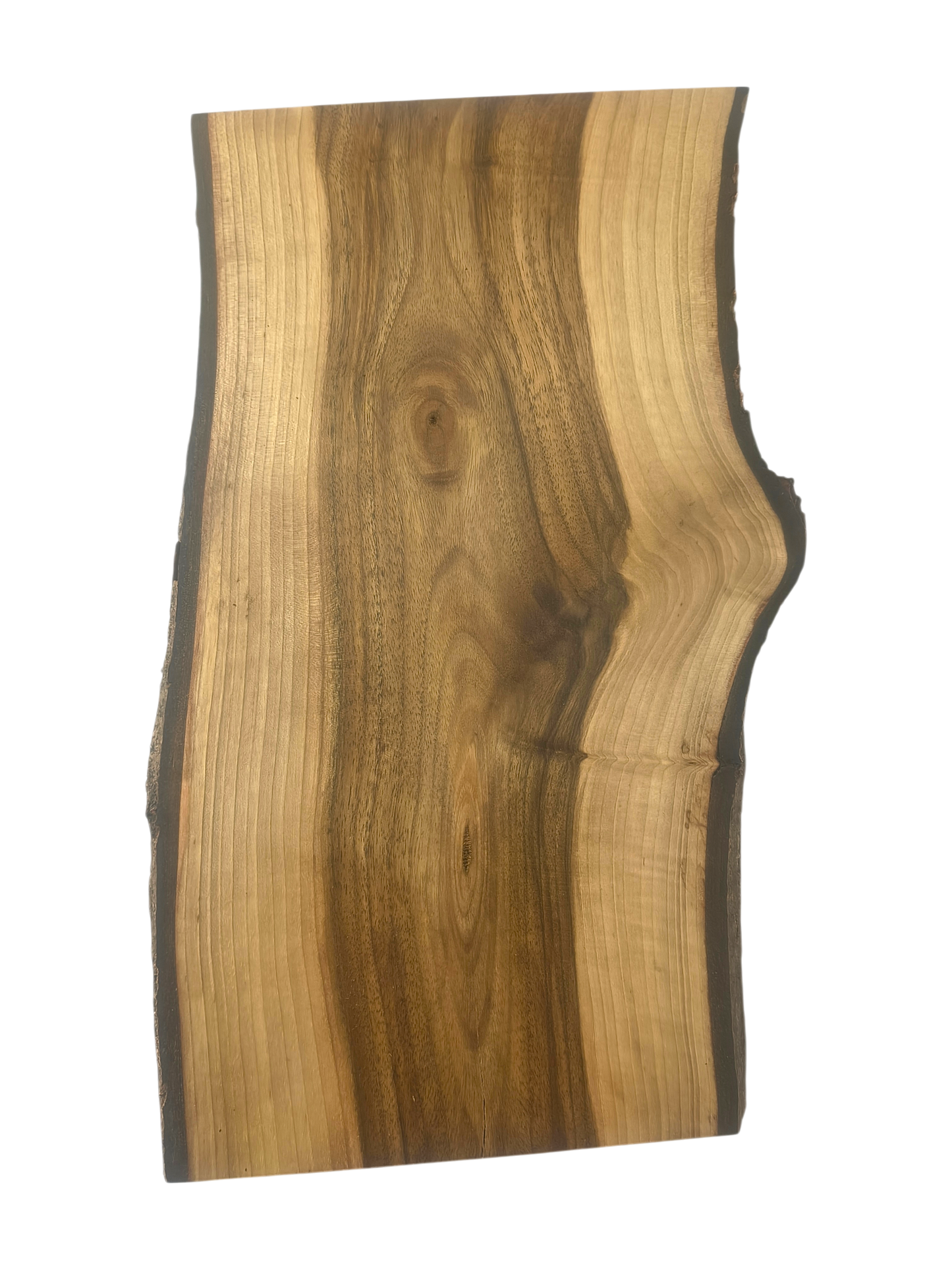 Plank van walnotenhout – uniek, geolied, met natuurlijke schorsrand