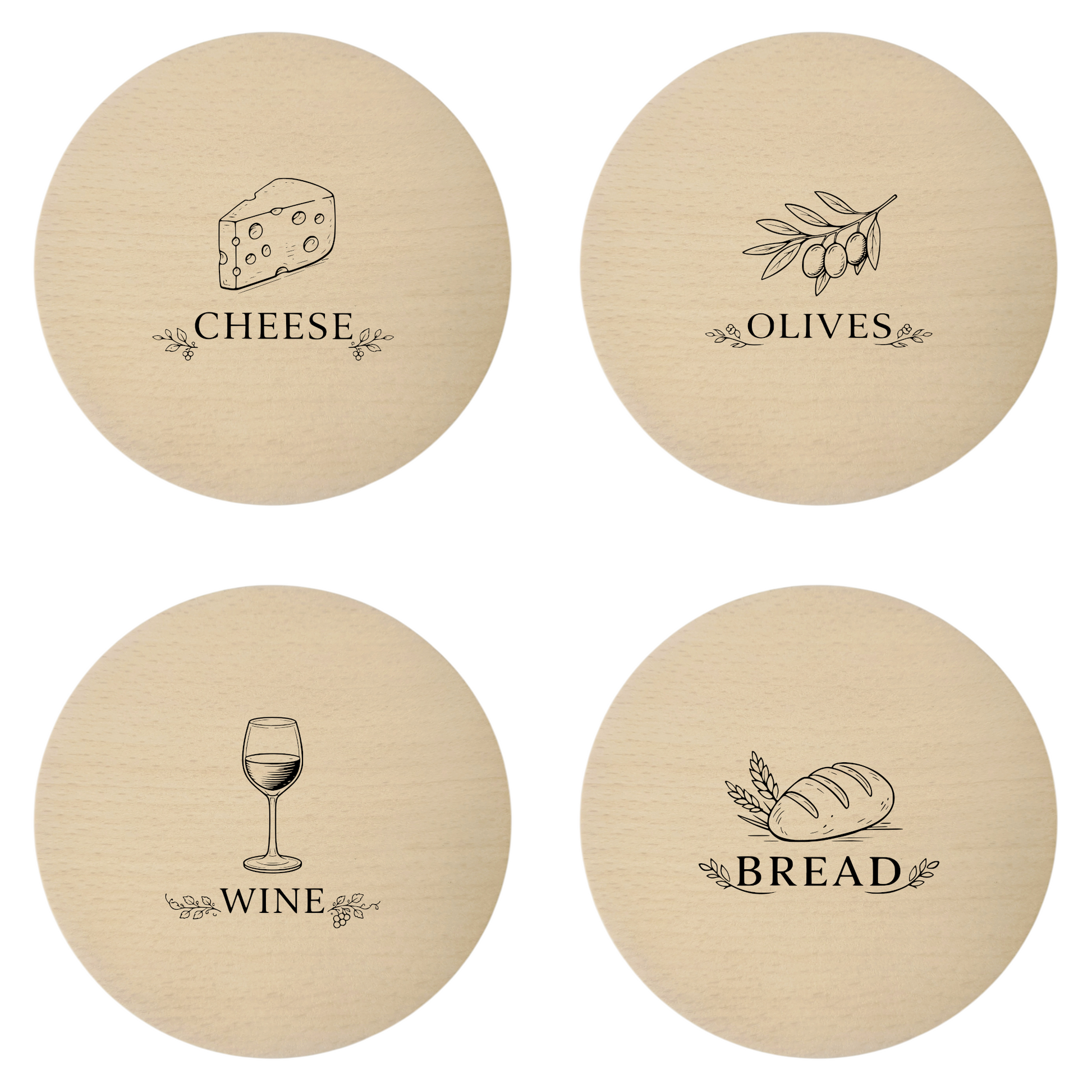 Bukowe podkładki pod kieliszki na wino