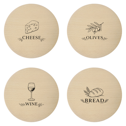 Bukowe podkładki pod kieliszki na wino