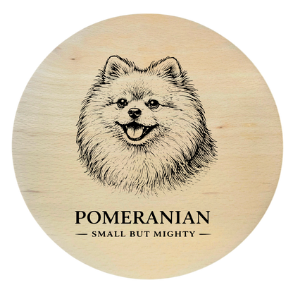 deska drewniana z psem pomeranian grawer