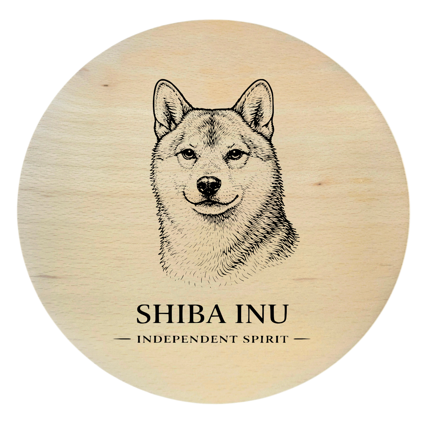 deska drewniana z psem shiba inu grawer