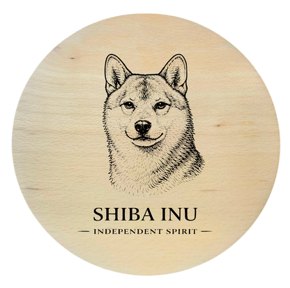 deska drewniana z psem shiba inu grawer