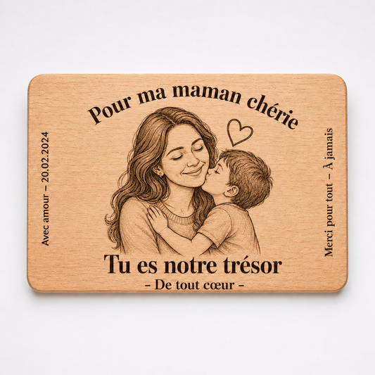 Planche rectangulaire en hêtre personnalisée avec gravure – Projet personnel (Modèle 13)