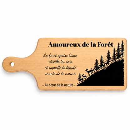 Planche de hêtre personnalisée avec gravure de nature forestière – choisissez le modèle (Modèle 6)
