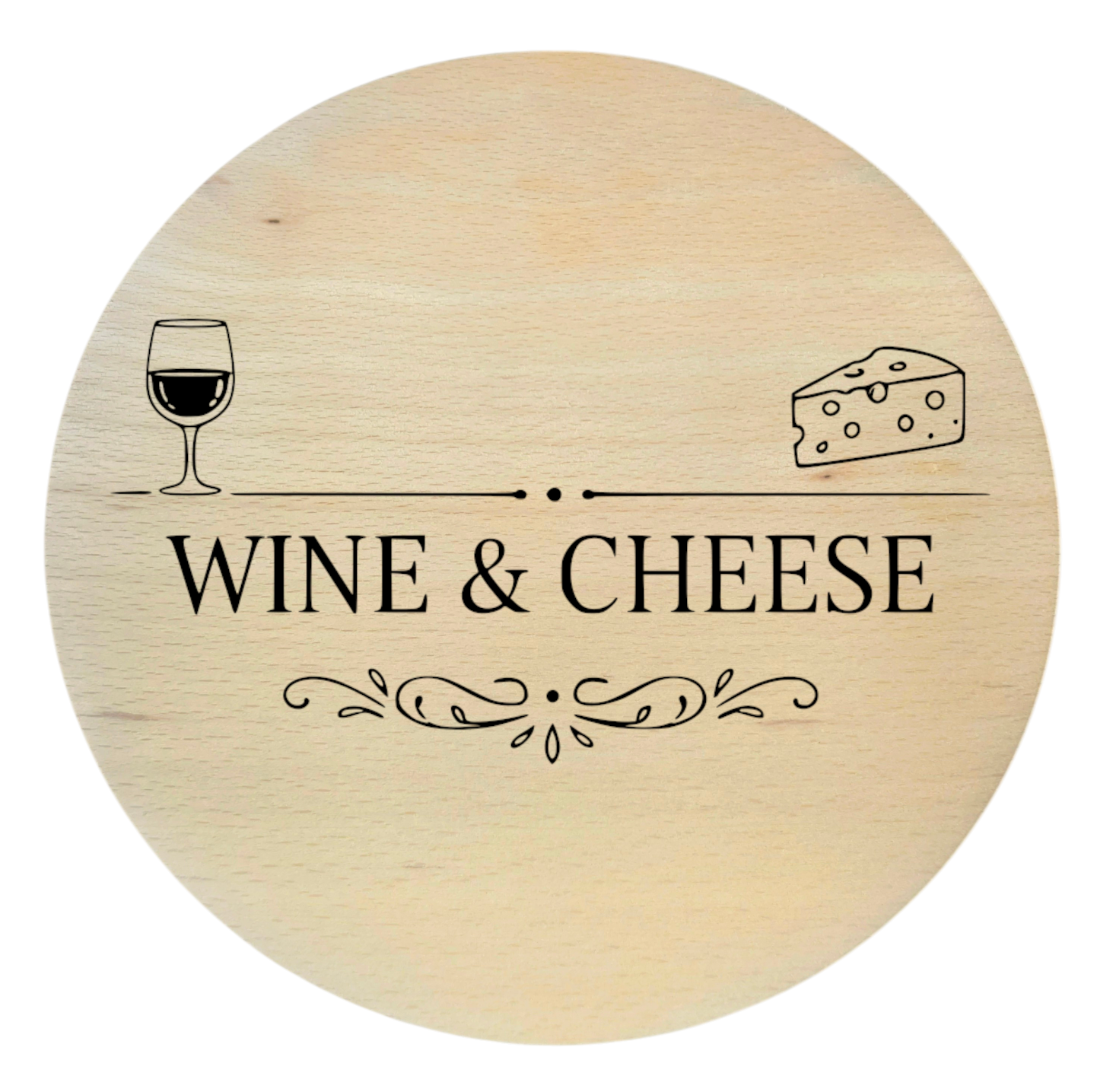 Holzbrett Buche wine and cheese mit Gravur Brett für Servieren Käse 20 cm