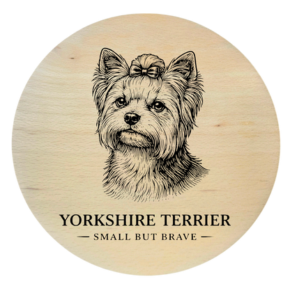 deska drewniana z psem york grawer
